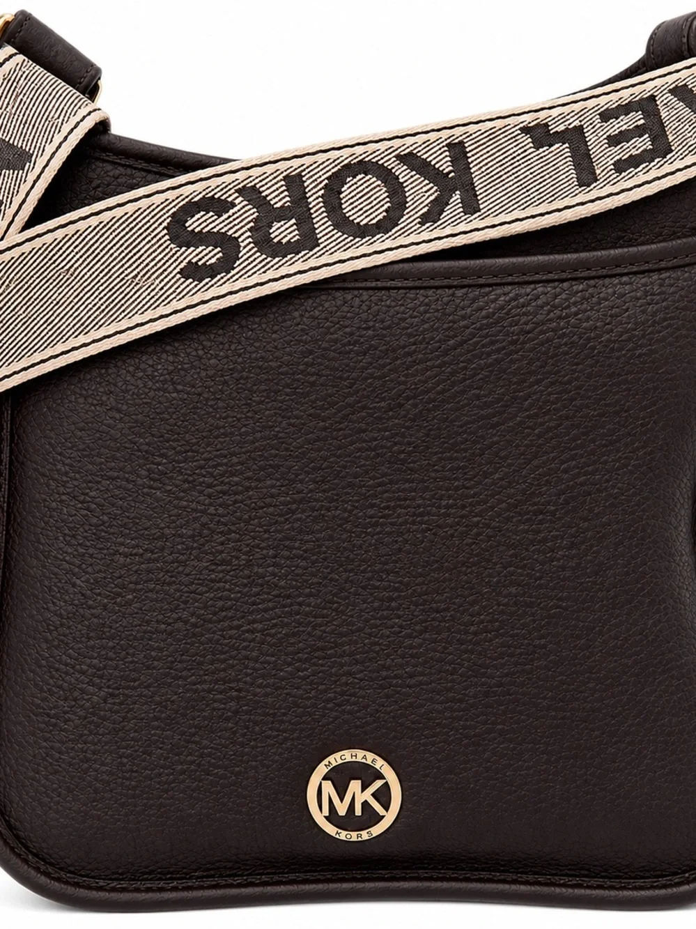 Michael Kors Brown Pebbled Leather Crossbody Bag Tan Signature Strap